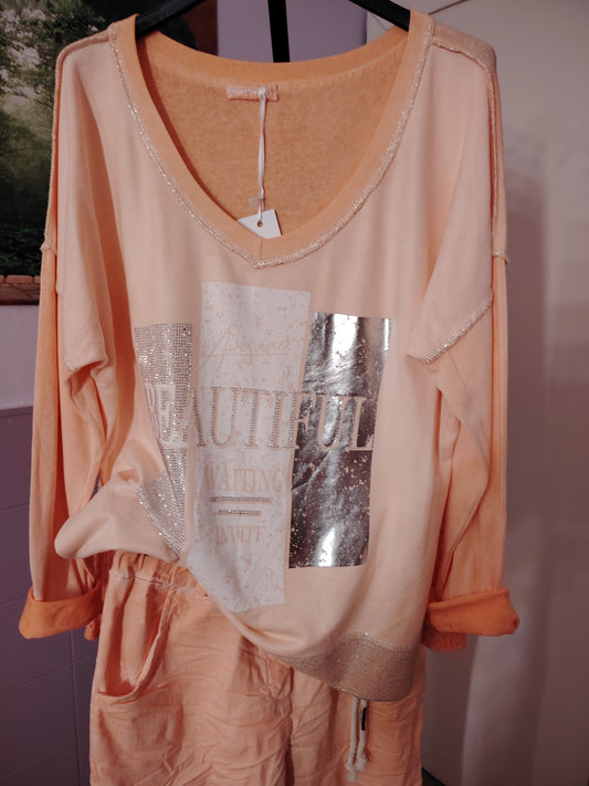 Blusa naranja estampada